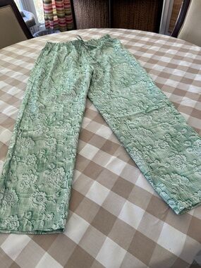 Mint Green Floral Quilted Lounge Pants